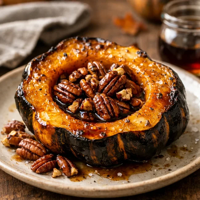 Maple Glazed Acorn Squash with Pecans