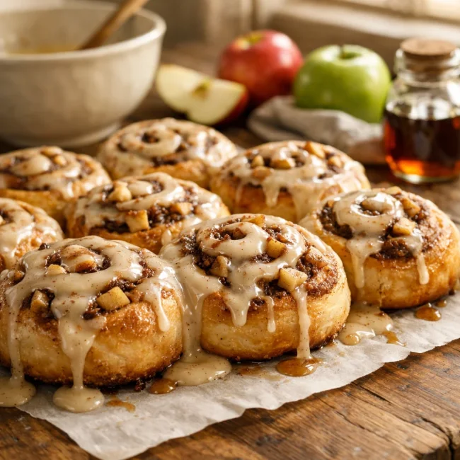 Maple Glazed Apple Cinnamon Rolls
