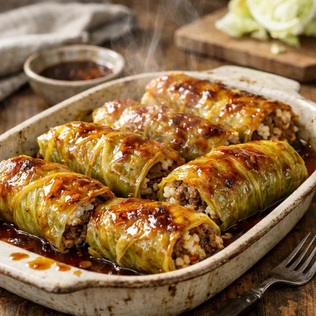 Maple-Glazed Cabbage Rolls