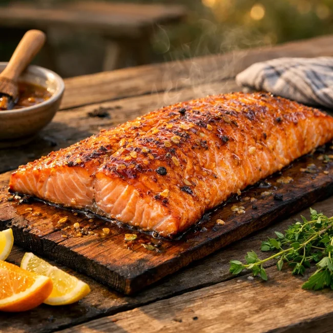 Maple Glazed Cedar Plank Salmon
