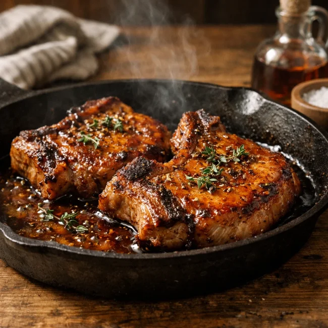 Maple Glazed Pan-Fried Pork Chops