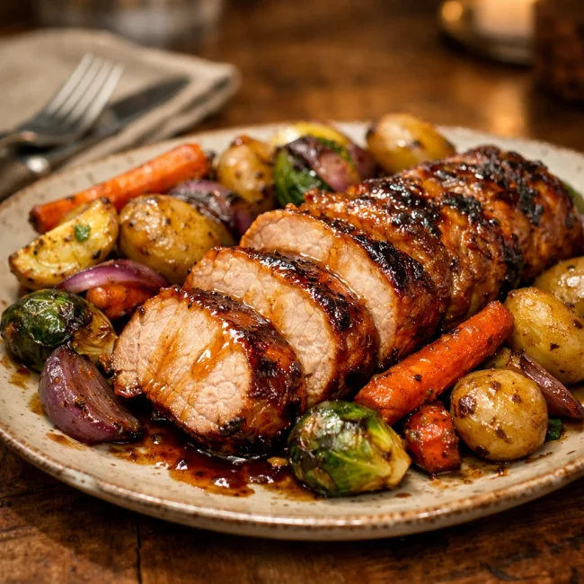 Maple Glazed Pork Tenderloin with Roasted Vegetables
