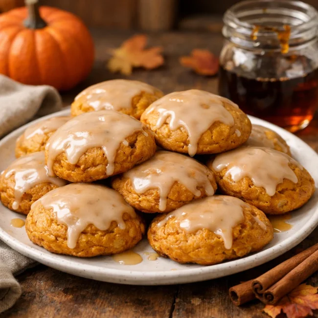 Maple Glazed Pumpkin Cookies