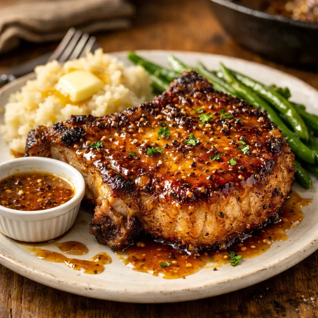 Maple Mustard Glazed Fried Pork Chop