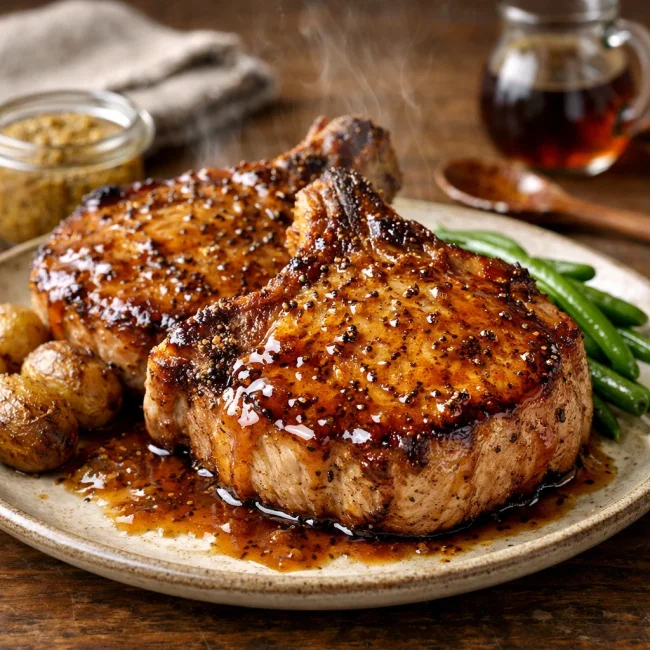 Maple Mustard Glazed Pork Chops
