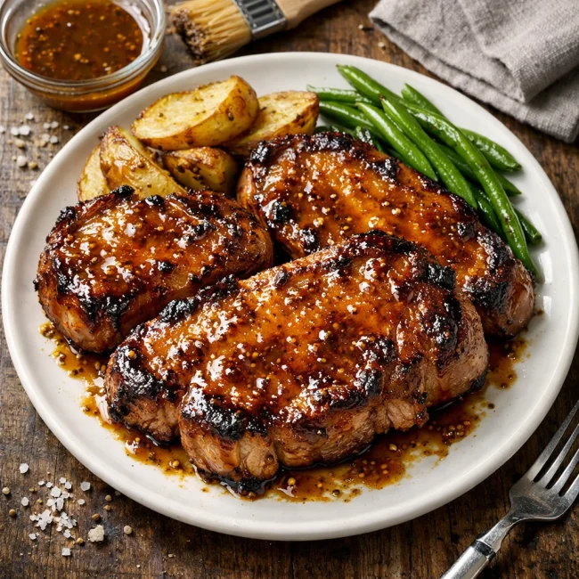 Maple Mustard Glazed Pork Steaks