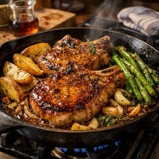 Maple Mustard Pork Chop Skillet