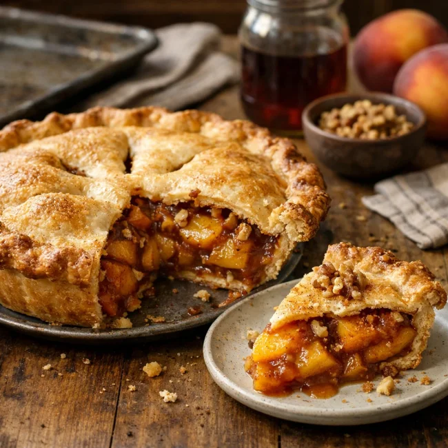 Maple Peach Walnut Pie