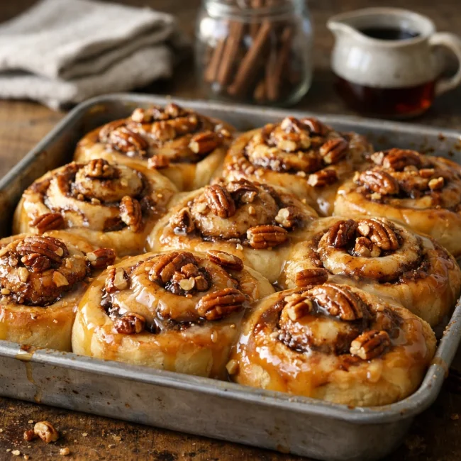 Maple Pecan Cinnamon Rolls