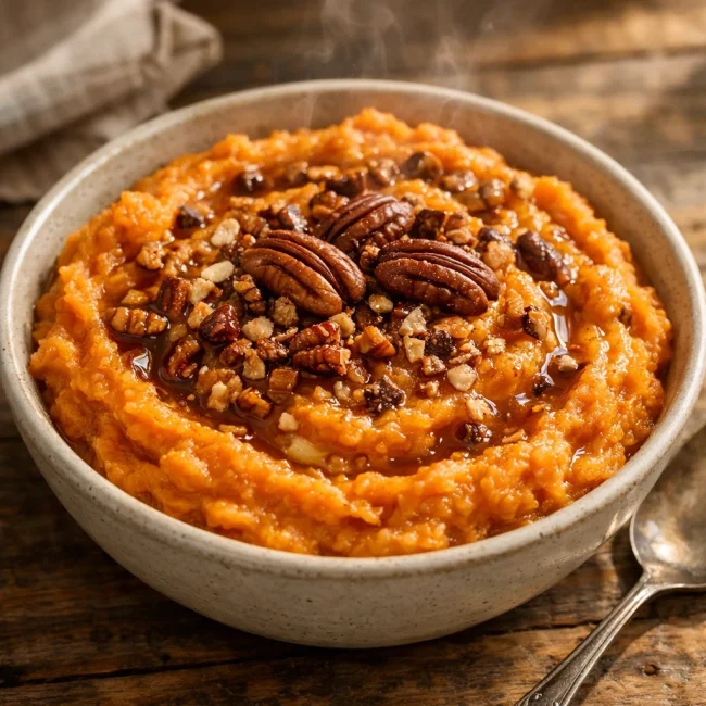 Maple Pecan Mashed Sweet Potatoes