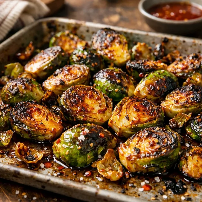 Maple Sriracha Roasted Brussels Sprouts