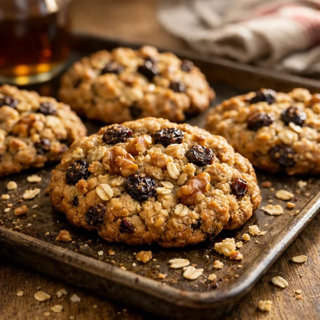 Maple Walnut Oatmeal Raisin Cookies
