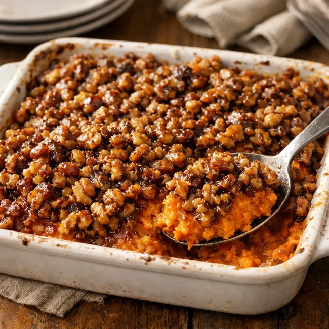 Maple Walnut Sweet Potato Casserole