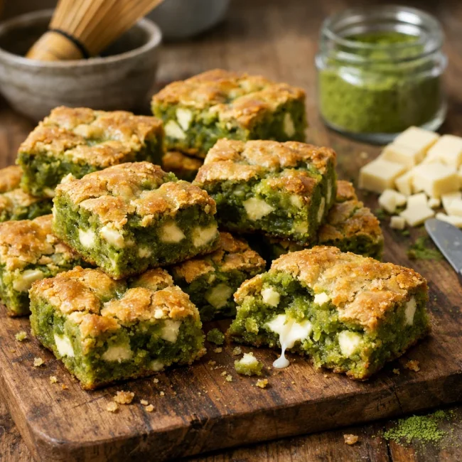 Matcha and White Chocolate Blondies