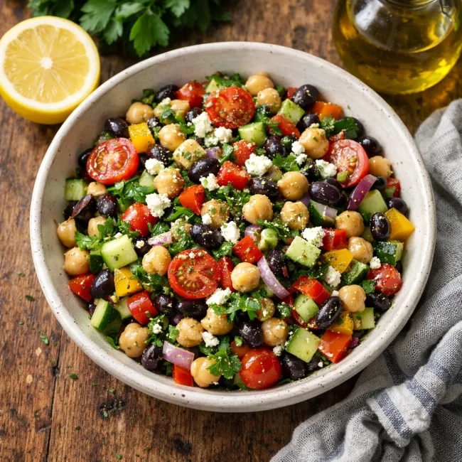 Mediterranean Chickpea and Black Bean Salad