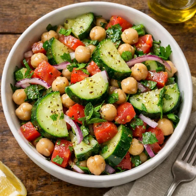 Mediterranean Cucumber Salad with Chickpeas