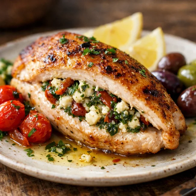 Mediterranean Feta and Herb Stuffed Chicken Breasts