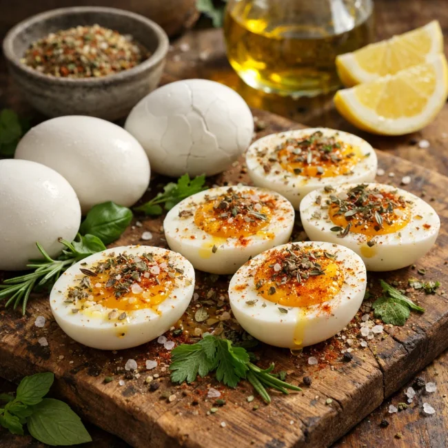 Mediterranean Herb Infused Hard Boiled Eggs