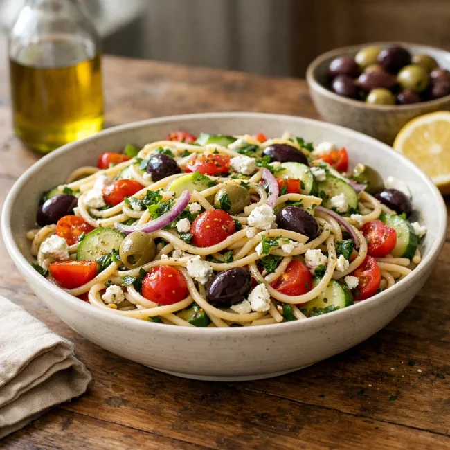 Mediterranean Spaghetti Pasta Salad