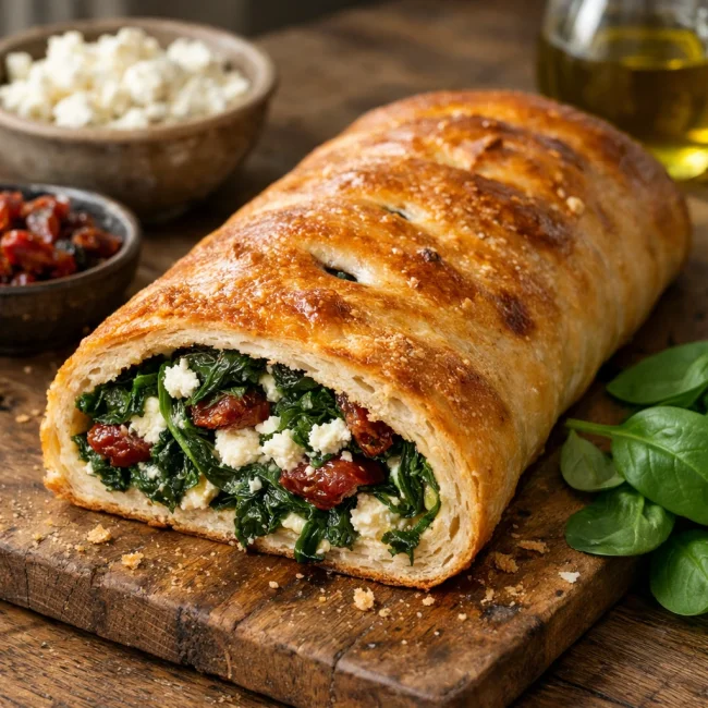 Mediterranean Spinach & Feta Stromboli
