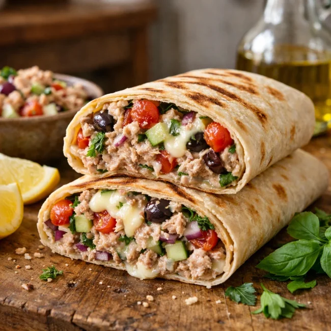 Mediterranean Tuna Melt Wrap