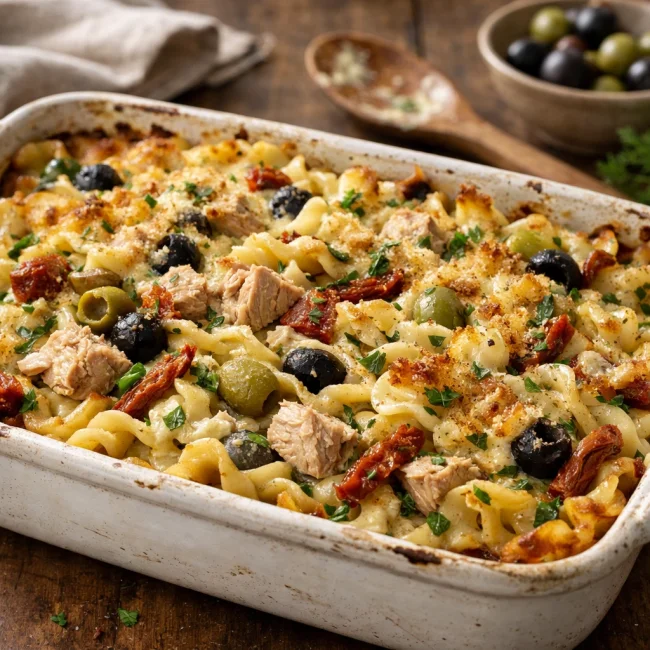 Mediterranean Tuna Noodle Casserole