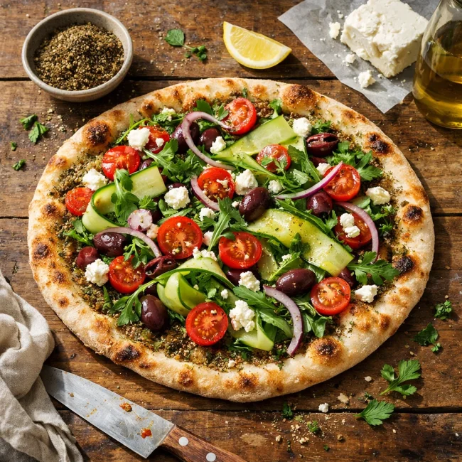 Mediterranean Za’atar Flatbread Pizza