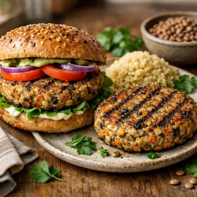 Millet and Lentil Veggie Burgers