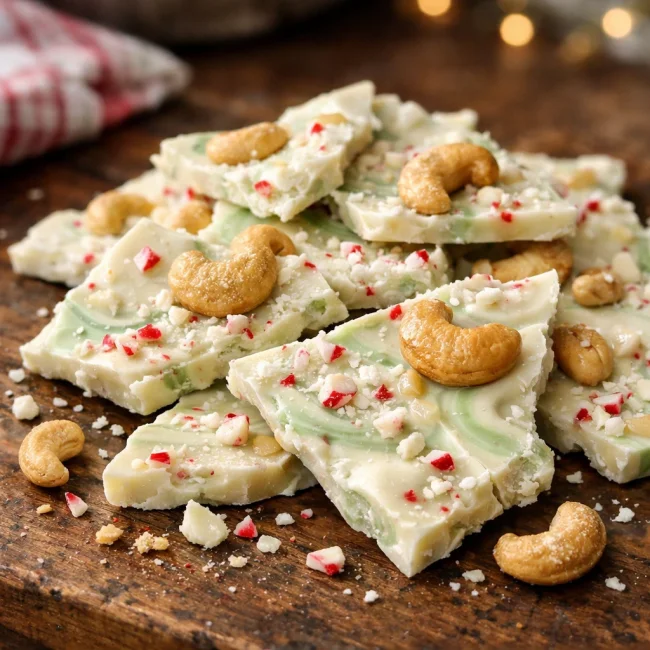 Minty White Chocolate Cashew Bark