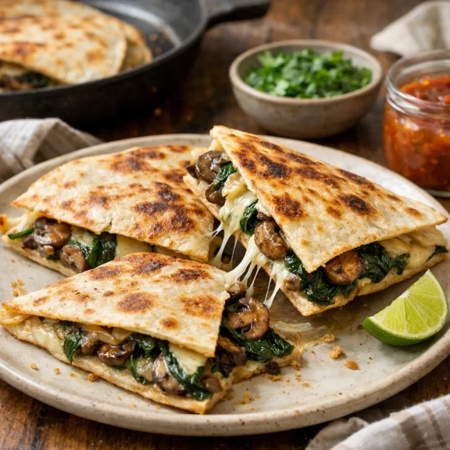 Mushroom and Spinach Quesadillas