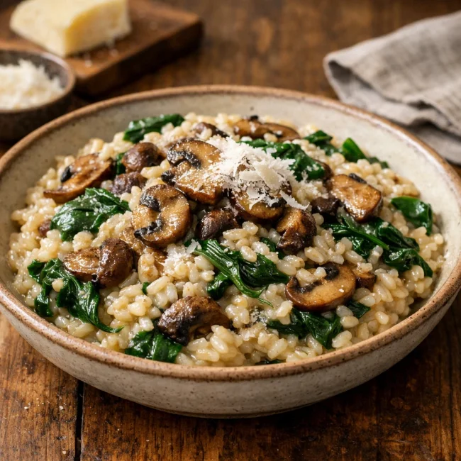 Mushroom and Spinach Risotto