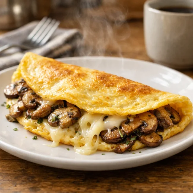 Mushroom and Swiss Omelet