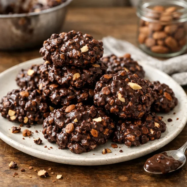 No-Bake Almond Chocolate Crunch Cookies