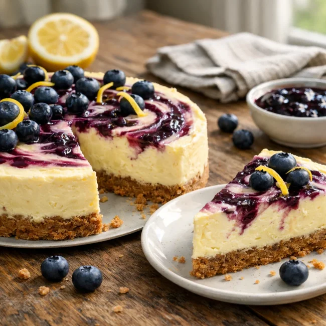 No-Bake Lemon Blueberry Cheesecake