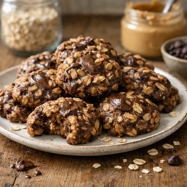 No-Bake Peanut Butter Chocolate Oat Cookies