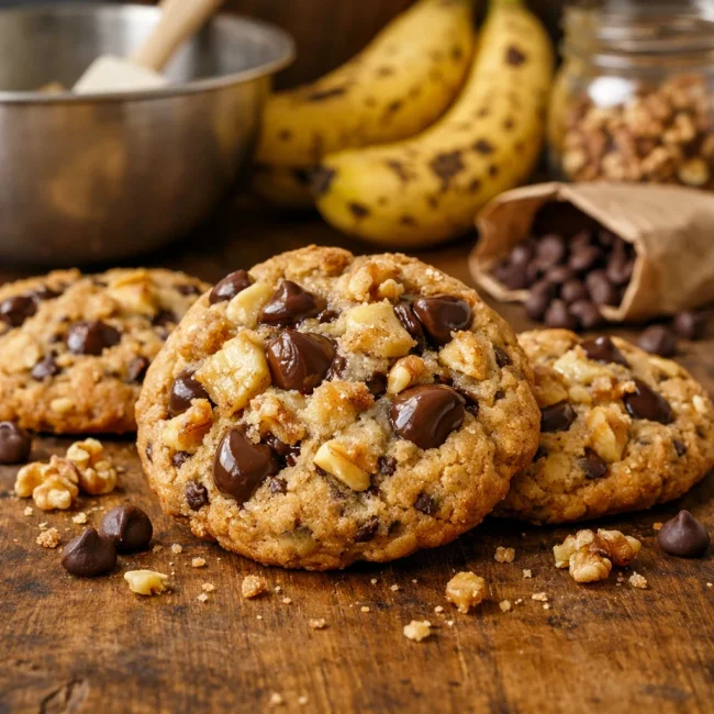 Nutty Banana Chocolate Chip Cookies