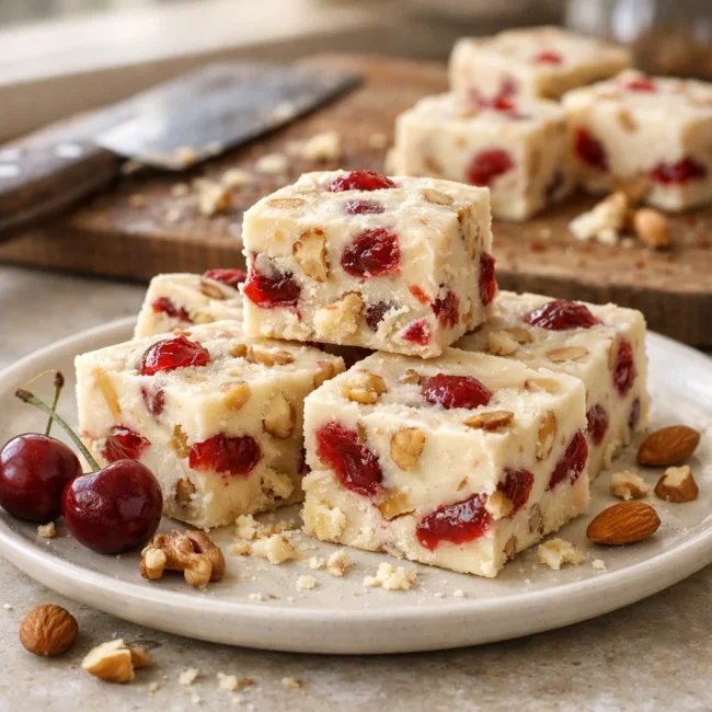 Nutty Vanilla Cherry Fudge
