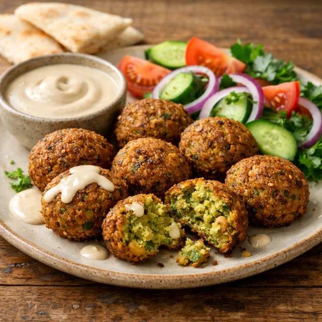 Oven-Baked Falafel with Tahini Sauce