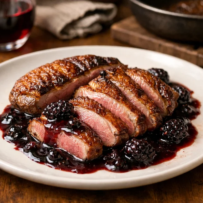 Pan-Seared Duck Breast with Blackberry Sauce
