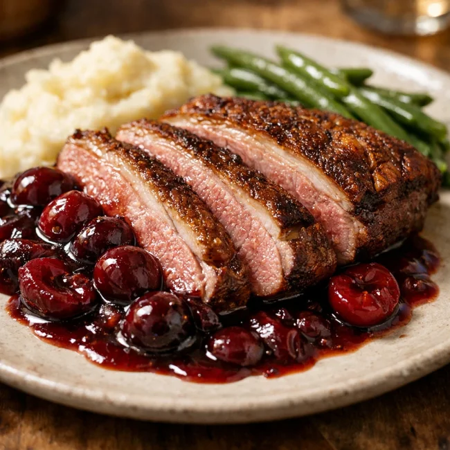 Pan-Seared Duck Breast with Cherry Sauce