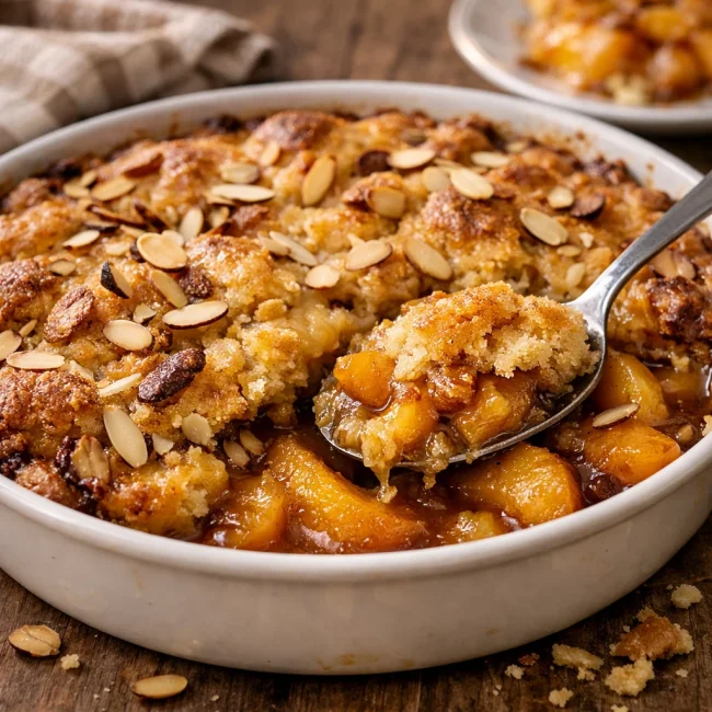 Peach Almond Cake Mix Cobbler