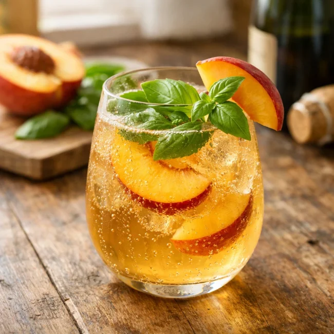 Peach Basil Prosecco Spritz