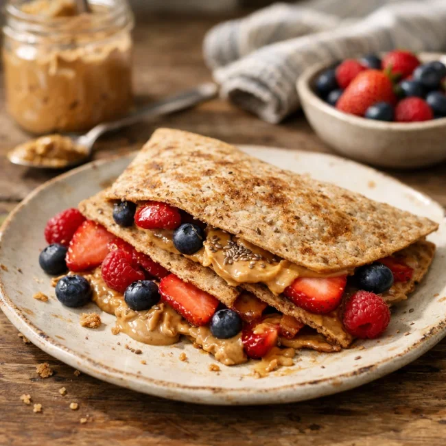 Peanut Butter and Berry Breakfast Quesadilla