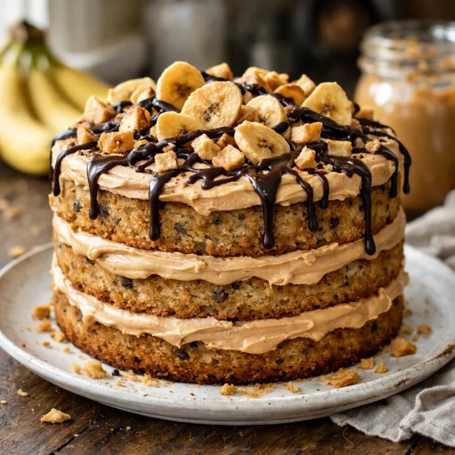 Peanut Butter Banana Bliss Cake