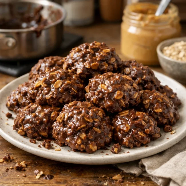 Peanut Butter Chocolate Dream No-Bake Cookies