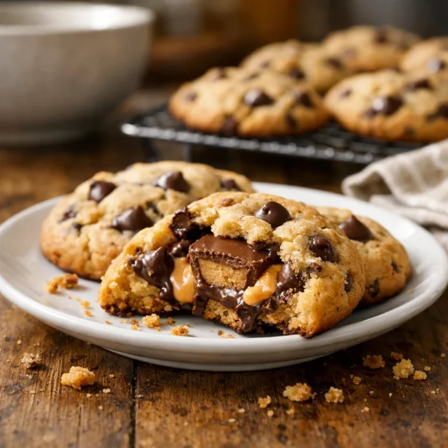 Peanut Butter Surprise Chocolate Chip Cookies