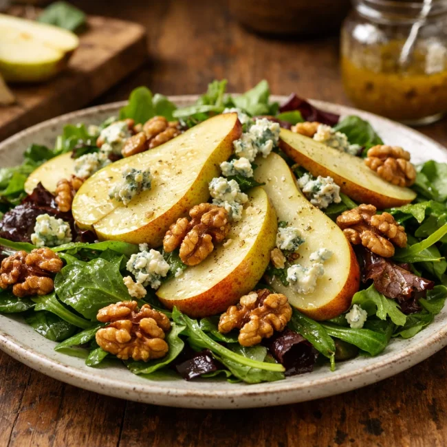 Pear and Walnut Salad with Blue Cheese