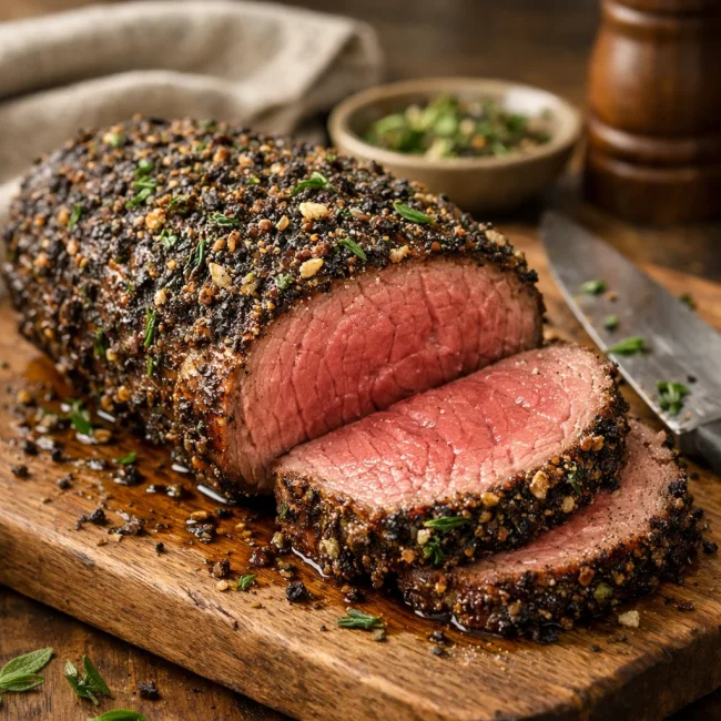 Peppered Herb-Crusted Beef Tenderloin