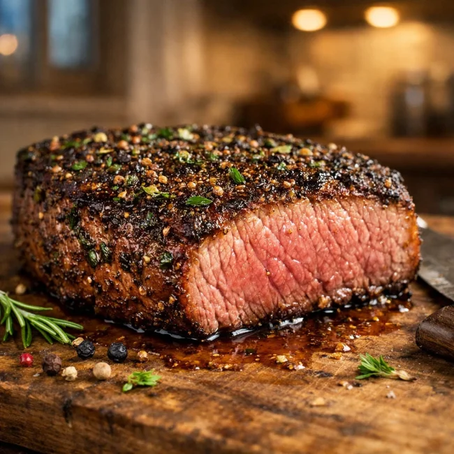Peppered Herb-Crusted Sirloin Steak