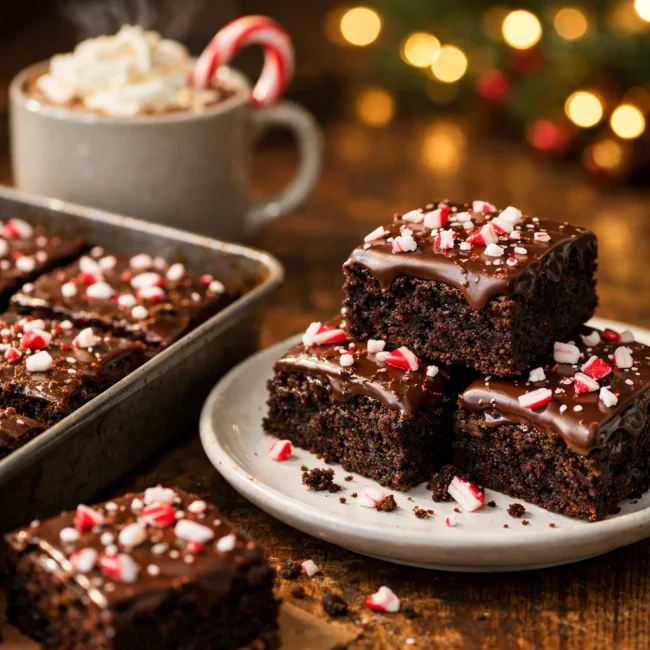 Peppermint Hot Chocolate Brownies